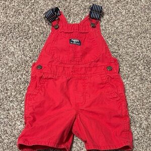 OshKosh B'gosh Red Kids Overalls with Striped Straps